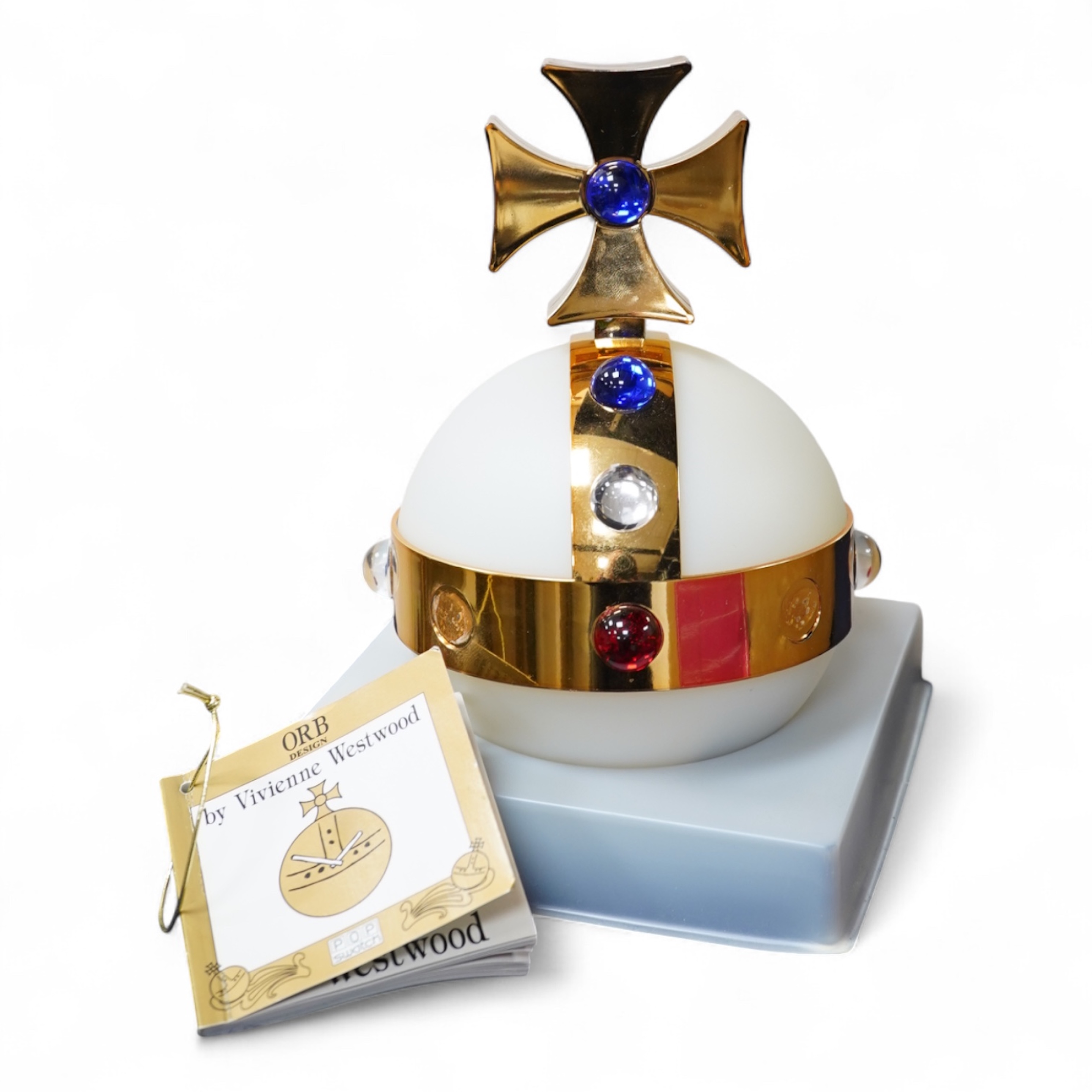 A late 20th/early 21st century Vivienne Westwood 'Orb' pop Swatch quartz wrist watch, on a velvet mounted leather strap, with original box and pamphlet.